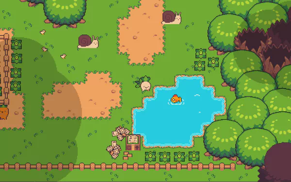 HD desktop wallpaper featuring Turnip Boy Commits Tax Evasion video game scene with vibrant, colorful pixel art graphics.