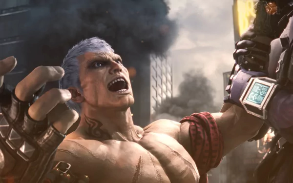HD wallpaper of Bryan Fury from Tekken 8, showcasing intense combat action for a desktop background.