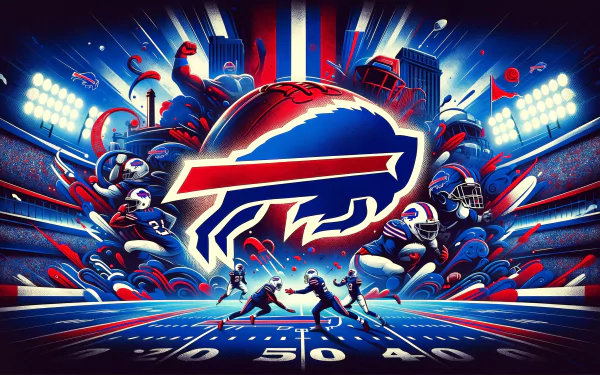 High-resolution Buffalo Bills themed Super Bowl wallpaper featuring dynamic football imagery and team logo for desktop background.