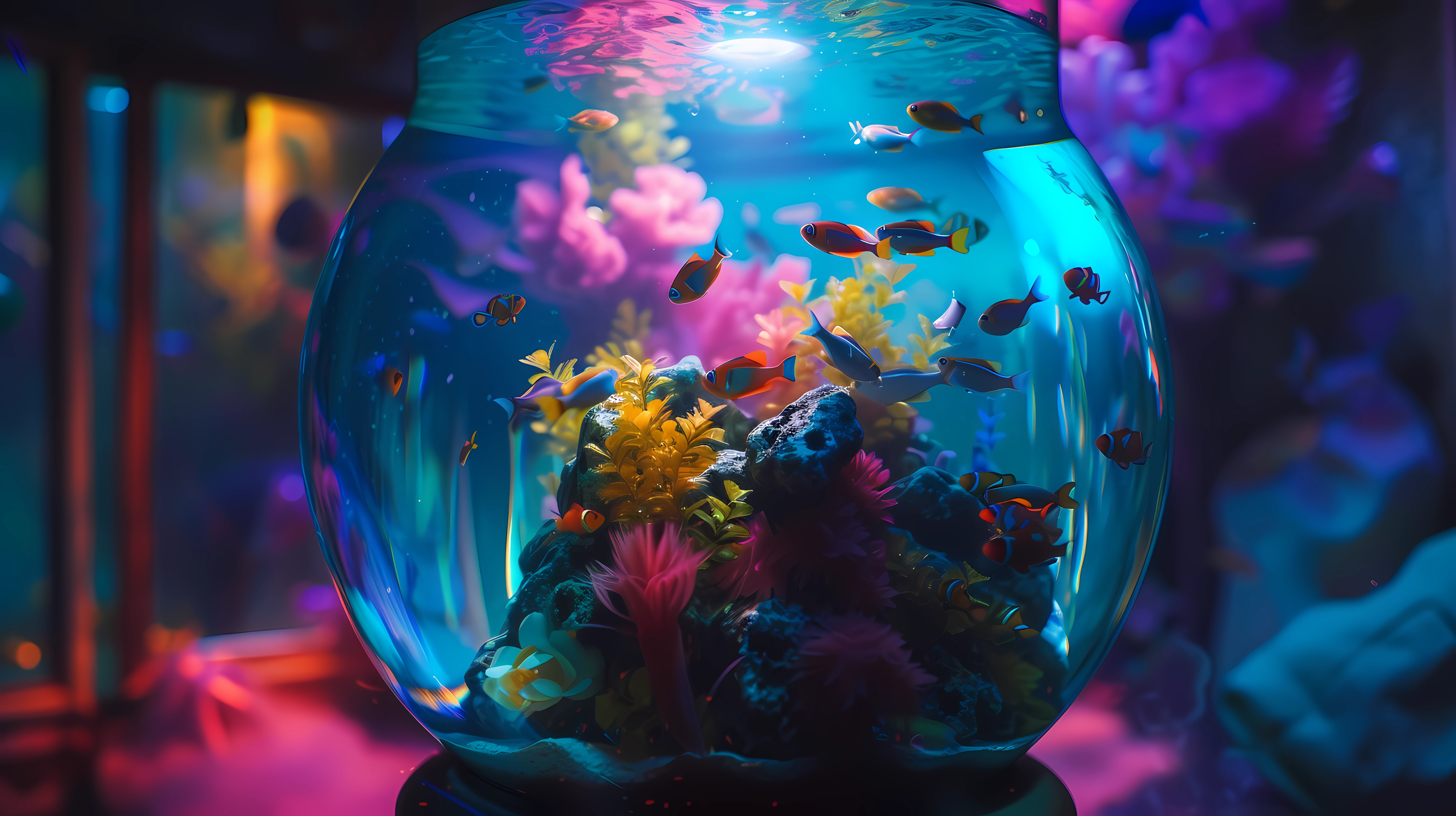 Vibrant Aquarium Life HD Wallpaper by BlueTechWizard