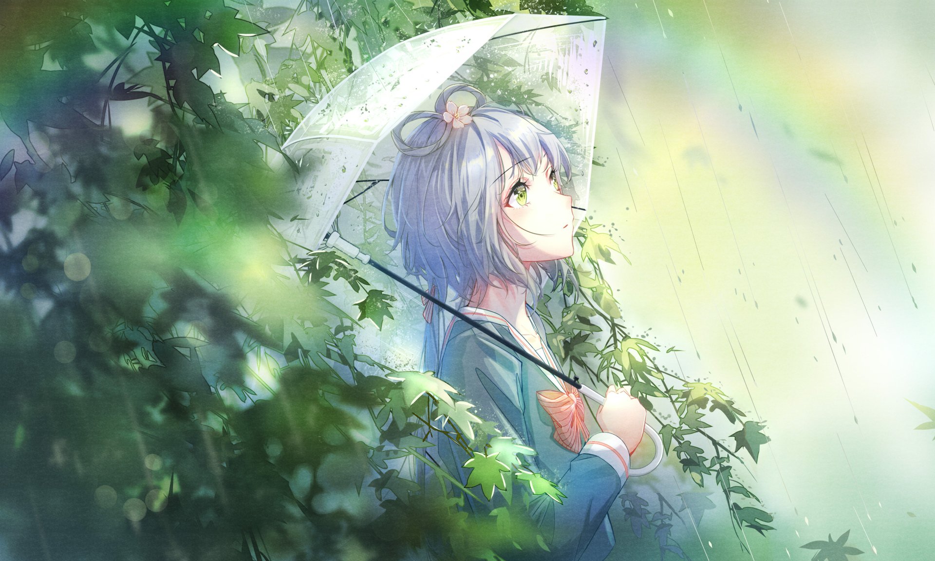 Download Luo Tianyi Vocaloid Girl Umbrella Rain 4k Ultra HD Wallpaper by MORI森