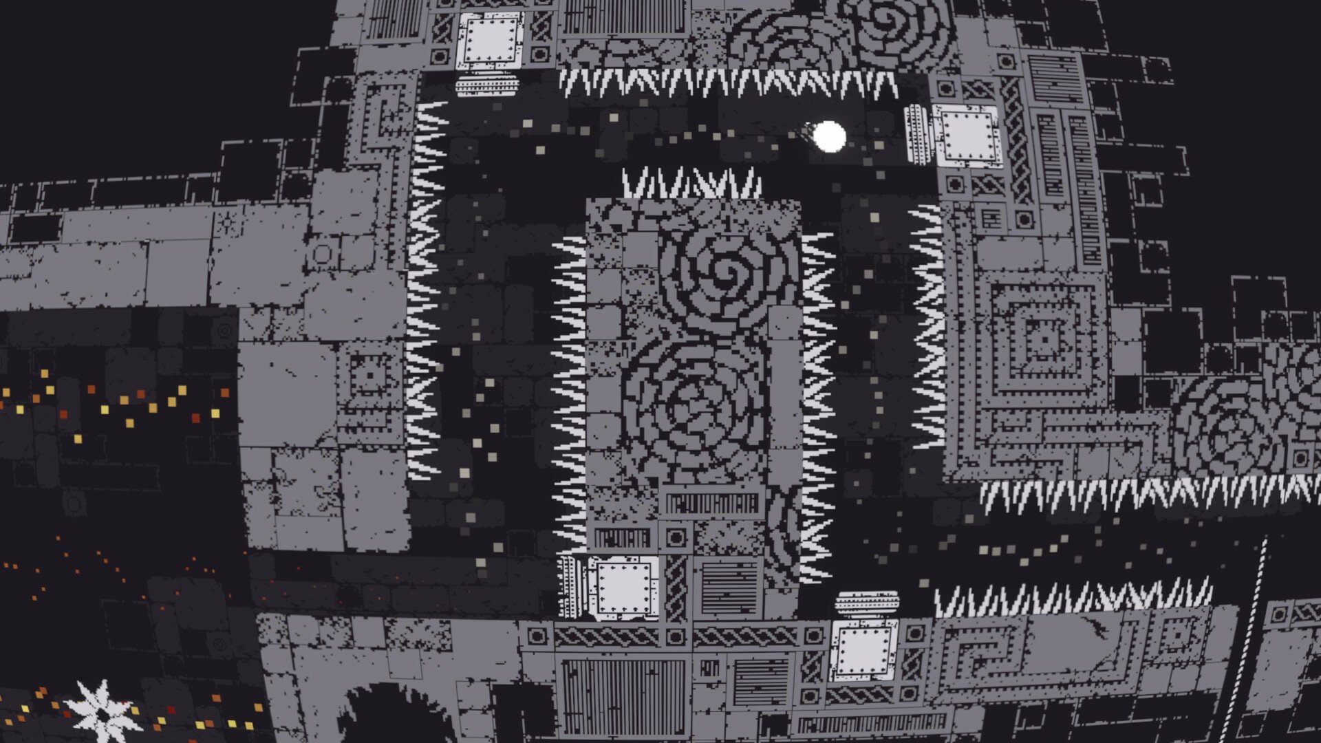 HD desktop wallpaper featuring the monochromatic, minimalist level design from the video game Qomp2.