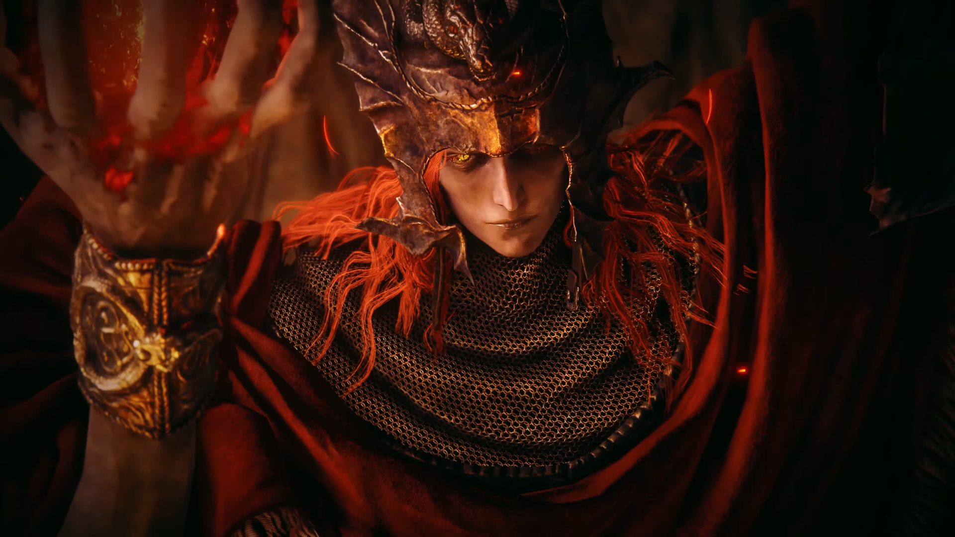 Elden Ring video game HD desktop wallpaper featuring a detailed character in ornate armor and crown.
