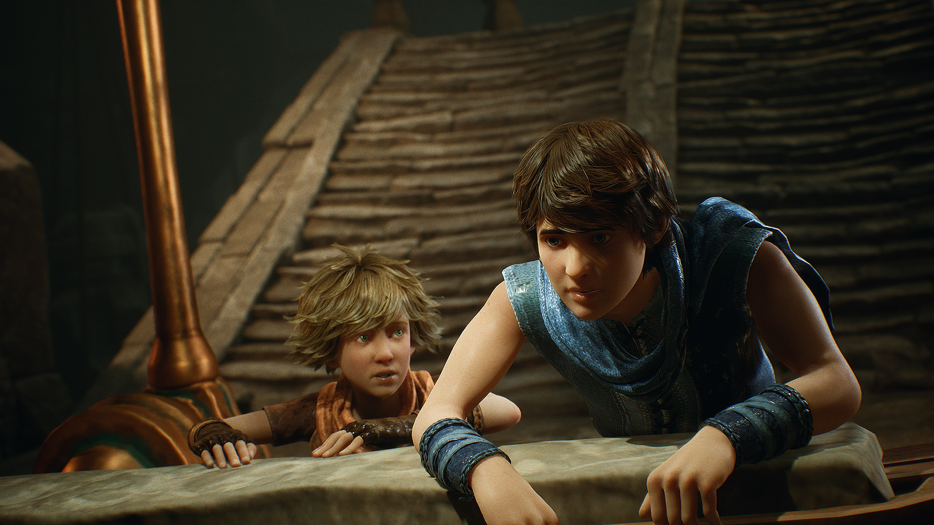 HD wallpaper featuring two characters from the Brothers: A Tale of Two Sons Remake video game, poised for adventure.