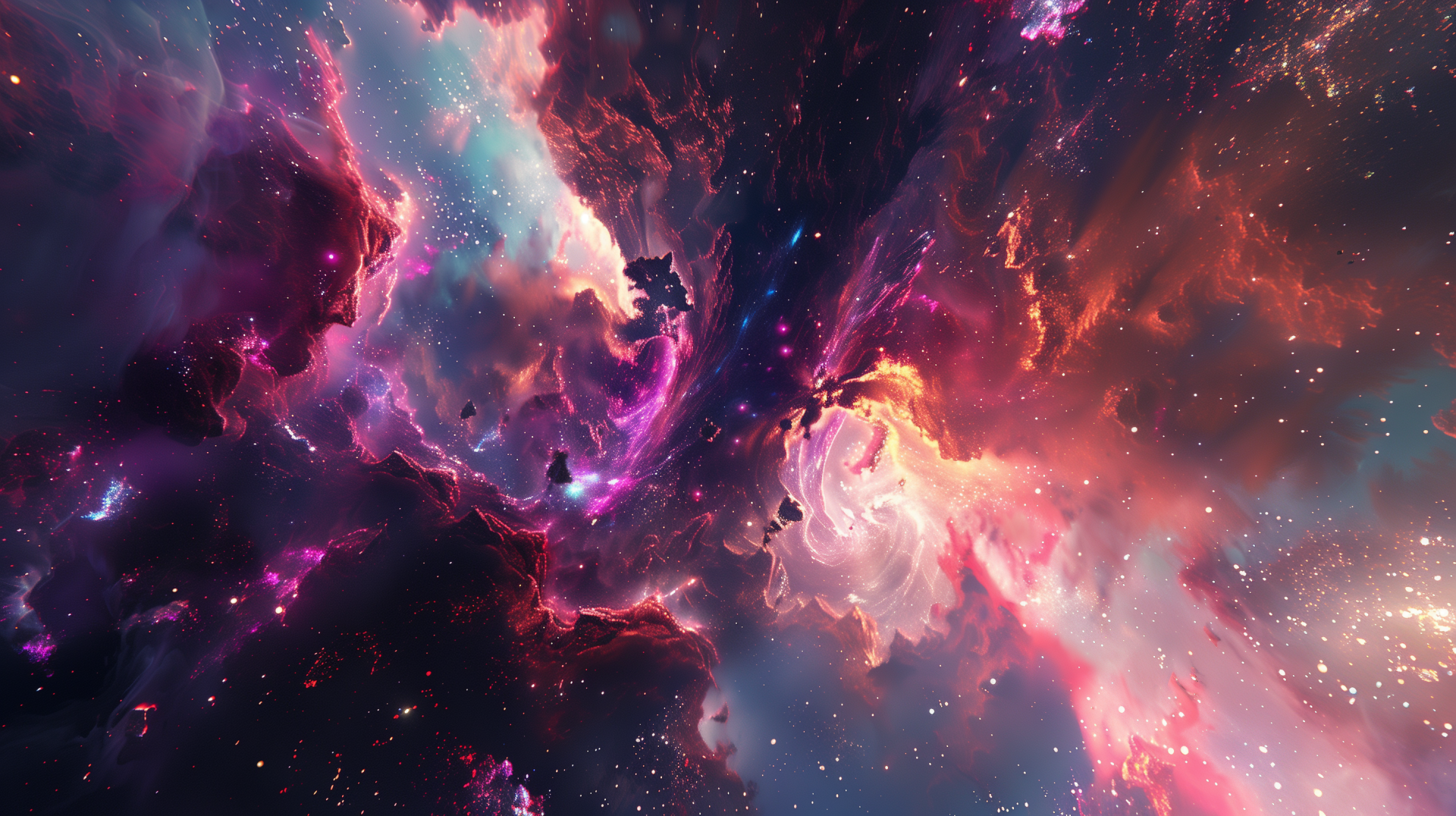 A stunning HD wallpaper of a vibrant galaxy, showcasing swirling nebulae and a vast universe filled with brilliant colors and cosmic textures.