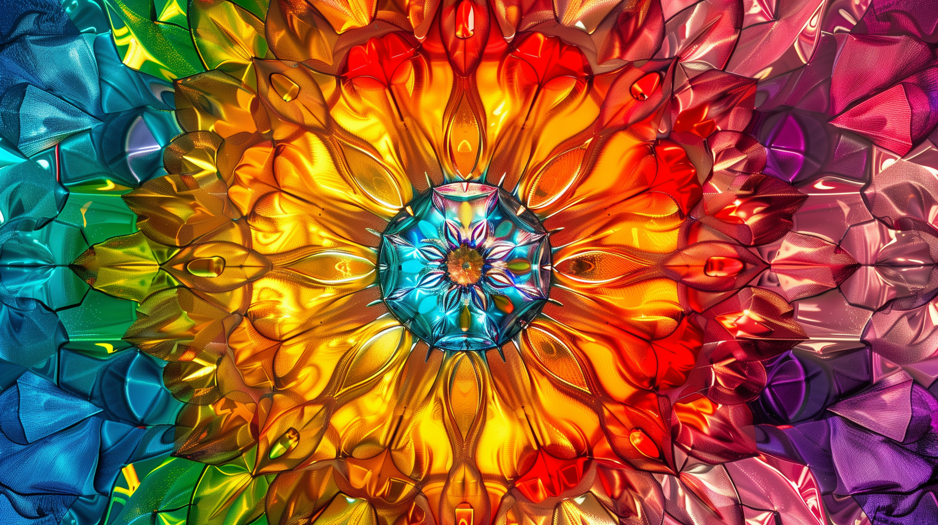Vibrant kaleidoscope pattern HD desktop wallpaper with colorful abstract design.