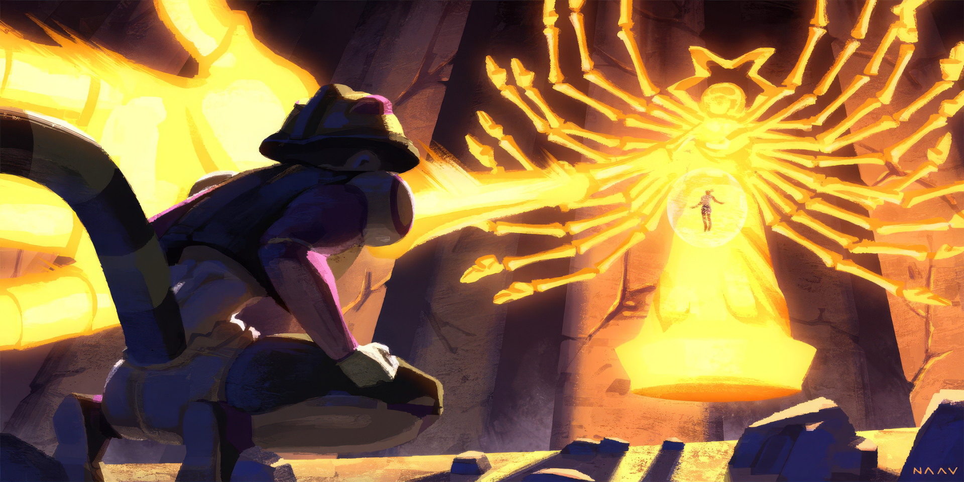 HD wallpaper depicting a scene from Hunter x Hunter with Isaac Netero facing off against Meruem in a dramatic battle.