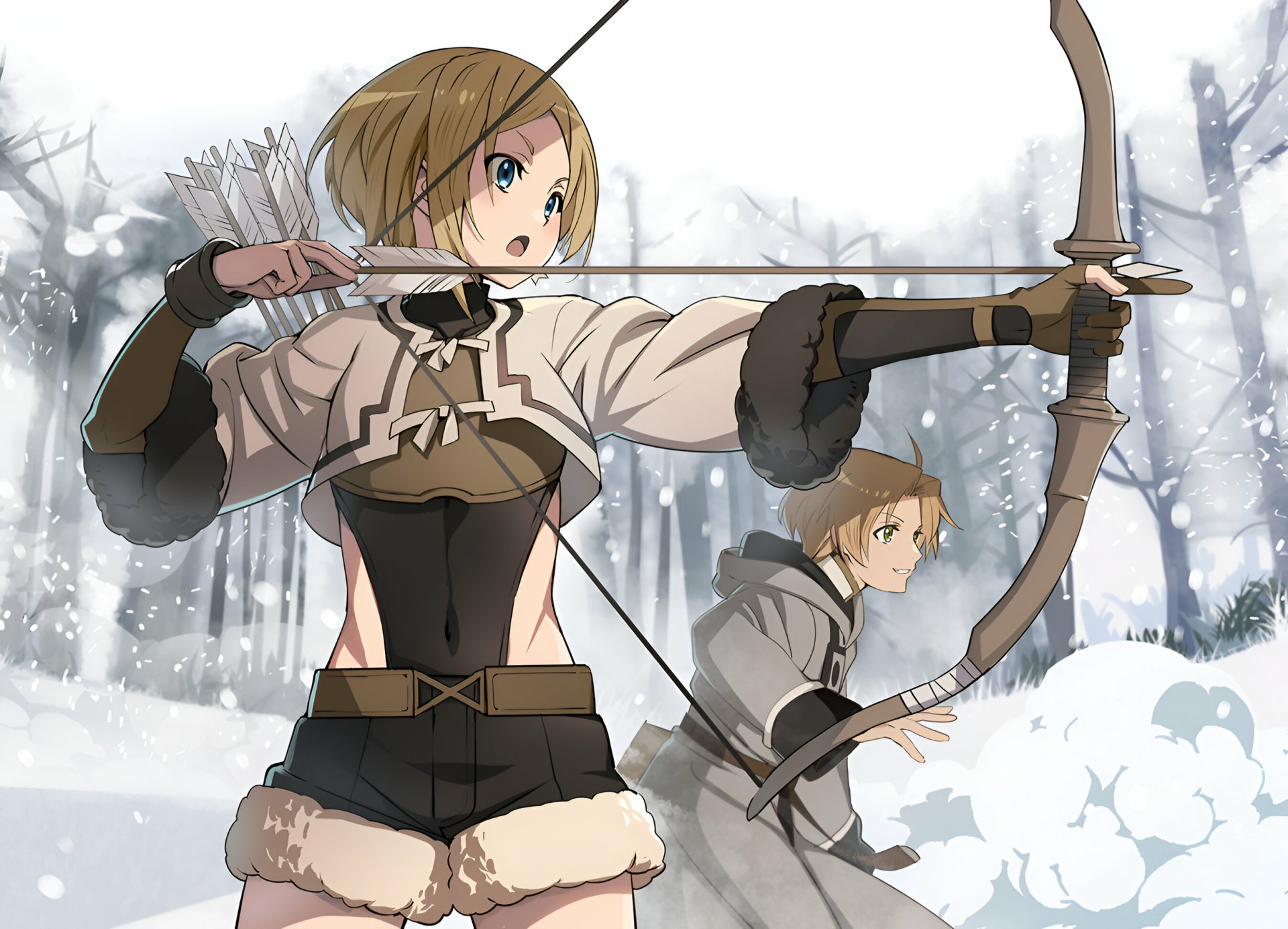 Epic Mushoku Tensei: Rudeus & Sara Winter Archery HD Wallpaper by nyoro ...