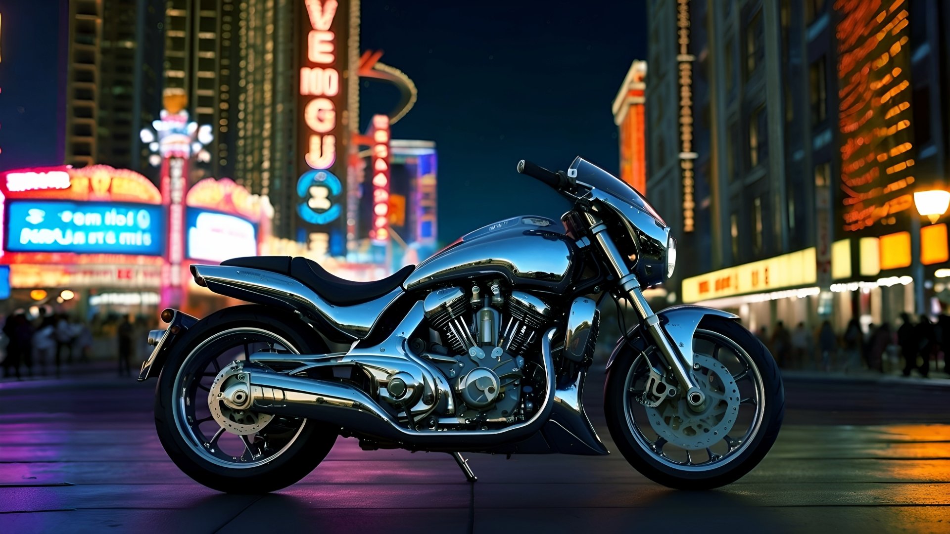 Download AI Art Motorcycle Vegas 4k Ultra HD Wallpaper