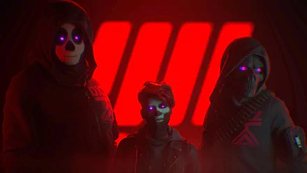 HD desktop wallpaper featuring characters from 'The Finals' video game with a red neon backdrop