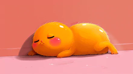 HD desktop wallpaper featuring the cartoon character Gudetama, the lazy egg, lounging against a pink background.