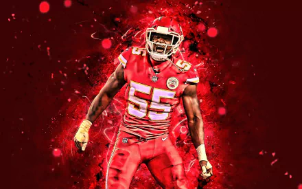 A dynamic San Francisco 49ers football player in a striking red uniform, set against an energetic background, serving as an engaging HD desktop wallpaper for NFL fans.