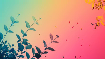 Spring-inspired floral HD desktop wallpaper with pastel gradient background and scattered petals.
