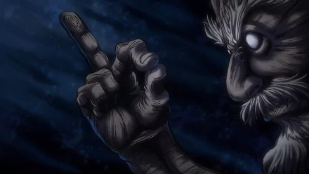 HD desktop wallpaper featuring Isaac Netero from Hunter x Hunter anime, showcasing a dark theme with a close-up of Netero's hand gesture against a starry night background.