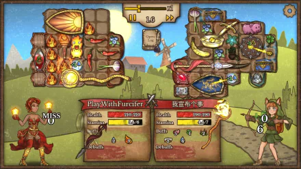 HD desktop wallpaper of Backpack Battles video game featuring inventory screens and character stats.
