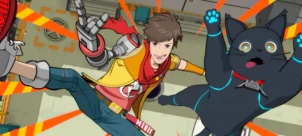 Hi-Fi Rush game characters in action for HD desktop wallpaper.