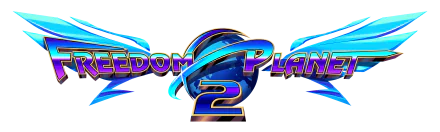 HD wallpaper featuring the logo for the video game Freedom Planet 2 with dynamic blue and purple design elements.