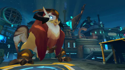 HD desktop wallpaper featuring a character from Gigantic: Rampage Edition video game in a dynamic night-time cityscape setting.