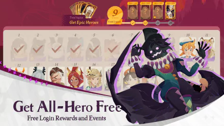 HD desktop wallpaper featuring characters from the video game AFK Journey, with a promotion for free hero rewards.