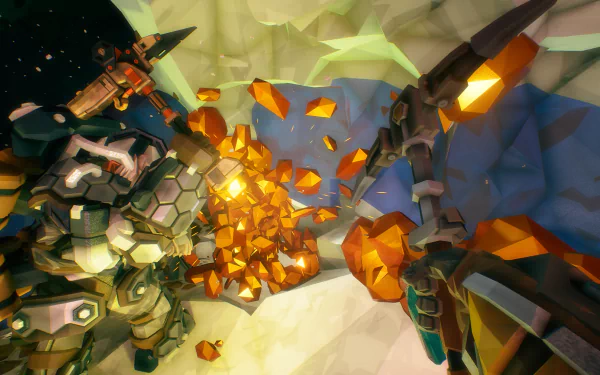 HD wallpaper of Deep Rock Galactic: Survivor video game featuring a space dwarf mining crystals.