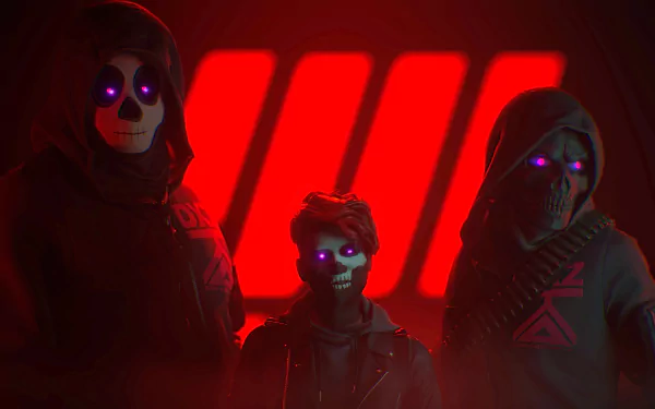 HD desktop wallpaper featuring characters from 'The Finals' video game with a red neon backdrop