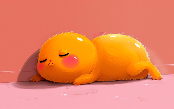 HD desktop wallpaper featuring the cartoon character Gudetama, the lazy egg, lounging against a pink background.