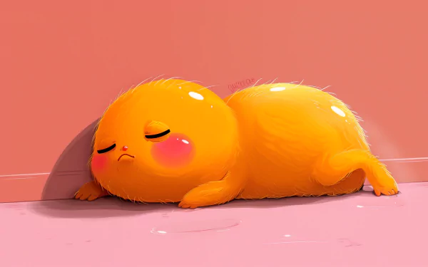 HD desktop wallpaper featuring the cartoon character Gudetama, the lazy egg, lounging against a pink background.