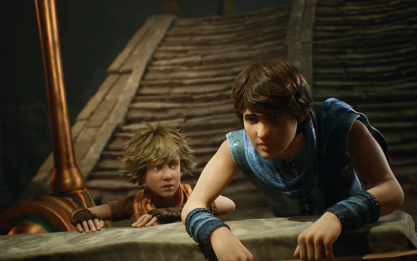 HD wallpaper featuring two characters from the Brothers: A Tale of Two Sons Remake video game, poised for adventure.