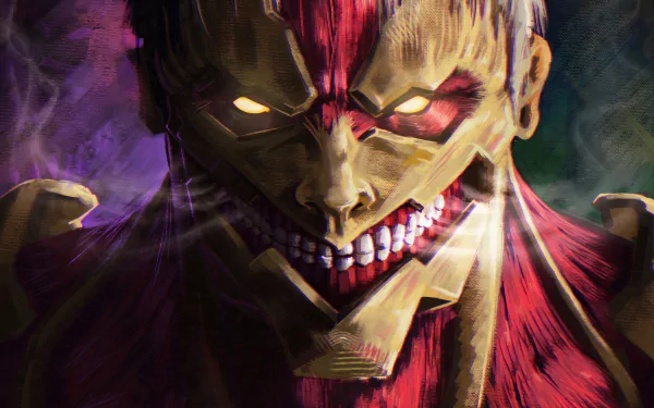 HD wallpaper featuring the Armored Titan from Attack on Titan anime, representing the character Reiner Braun.