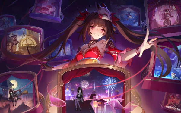 HD desktop wallpaper featuring Sparkle from Honkai: Star Rail with vibrant festival backdrop and character montages.