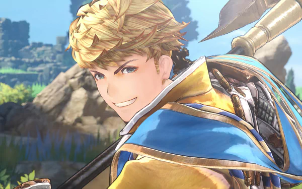 HD wallpaper from Granblue Fantasy: Relink showcasing a cheerful, anime-style character with a sword, ready for adventure.