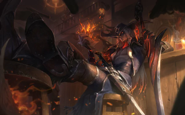 A 4K Ultra HD League of Legends wallpaper featuring Yone in dynamic action, surrounded by fiery effects in a dark, dramatic setting.