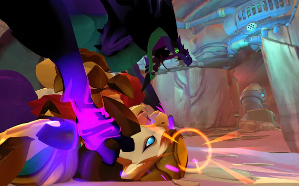 HD wallpaper of Gigantic: Rampage Edition video game featuring vibrant character design and dynamic action scene.