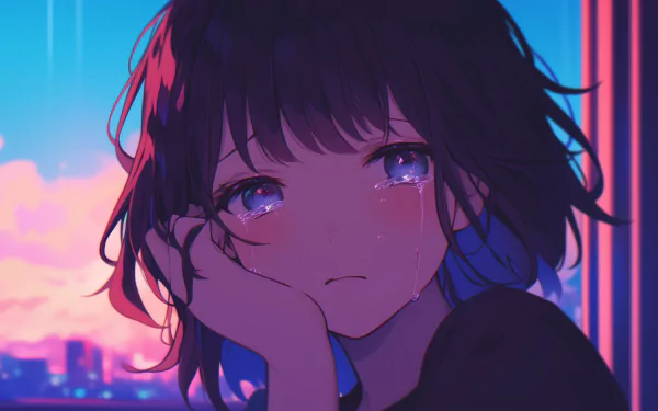 Blue Aesthetic Sad Anime Girl Crying - HD Wallpaper by Phaethon