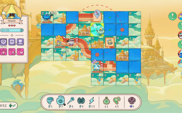 HD desktop wallpaper featuring a colorful and whimsical grid-based game interface from Let's! Revolution!, with cartoonish graphics and game assets, such as icons and characters.