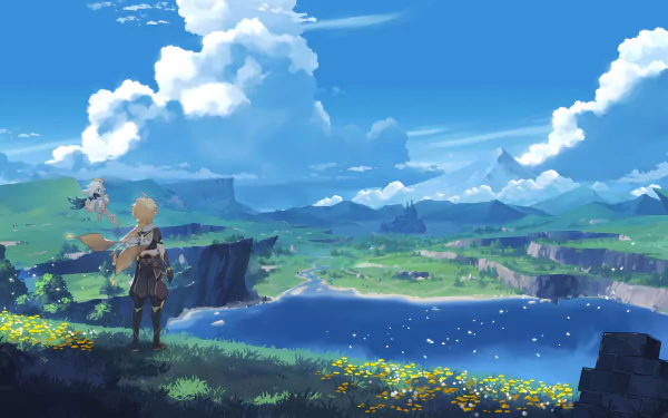 Genshin Impact gaming environment Aether (Genshin Impact) Paimon (Genshin Impact) HD Desktop Wallpaper | Background Image