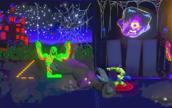 HD wallpaper from Teenage Mutant Ninja Turtles Arcade: Wrath of the Mutants, featuring vibrant battle scene.