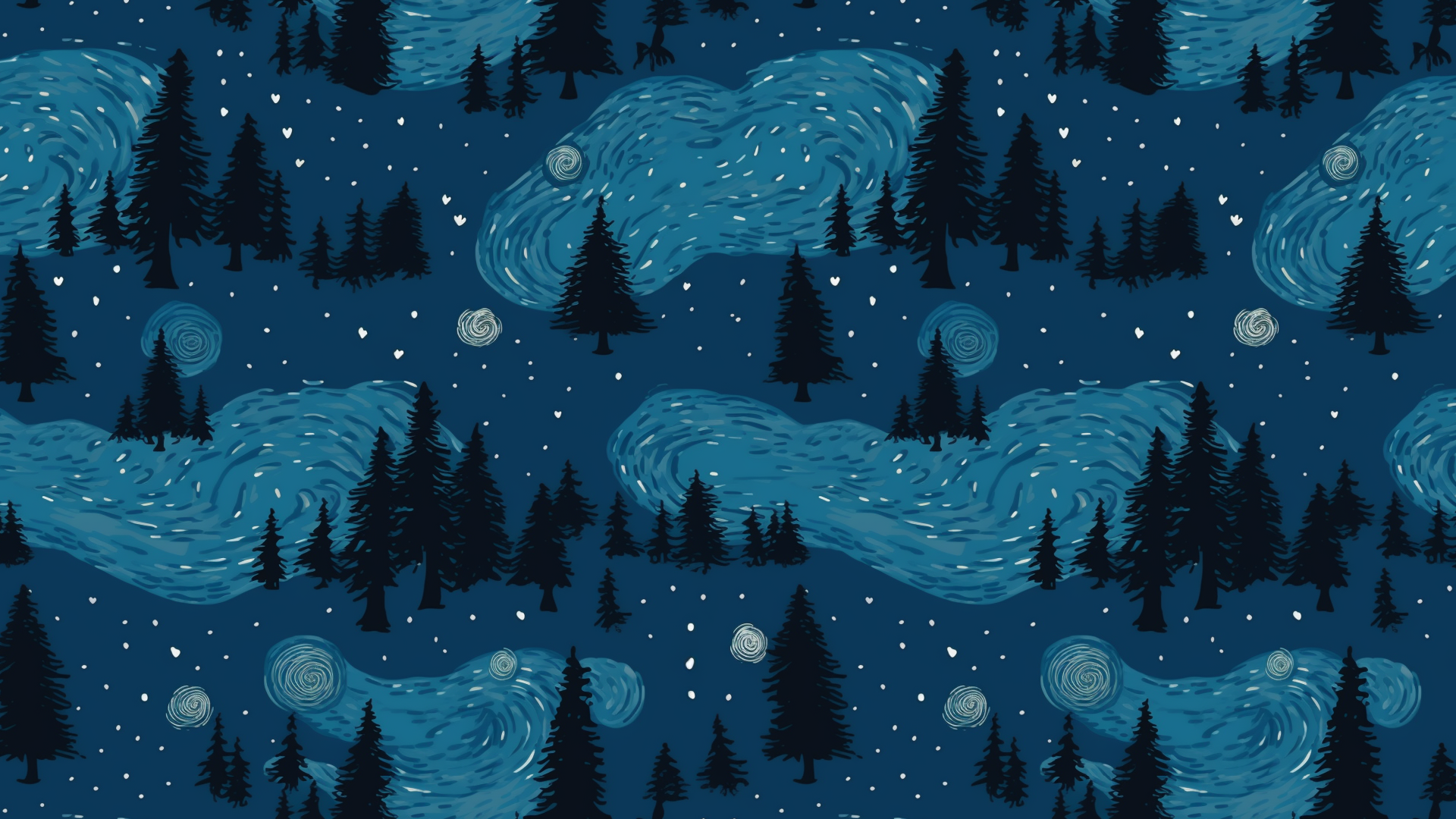 Desktop background with trees and stars by nutfalcon