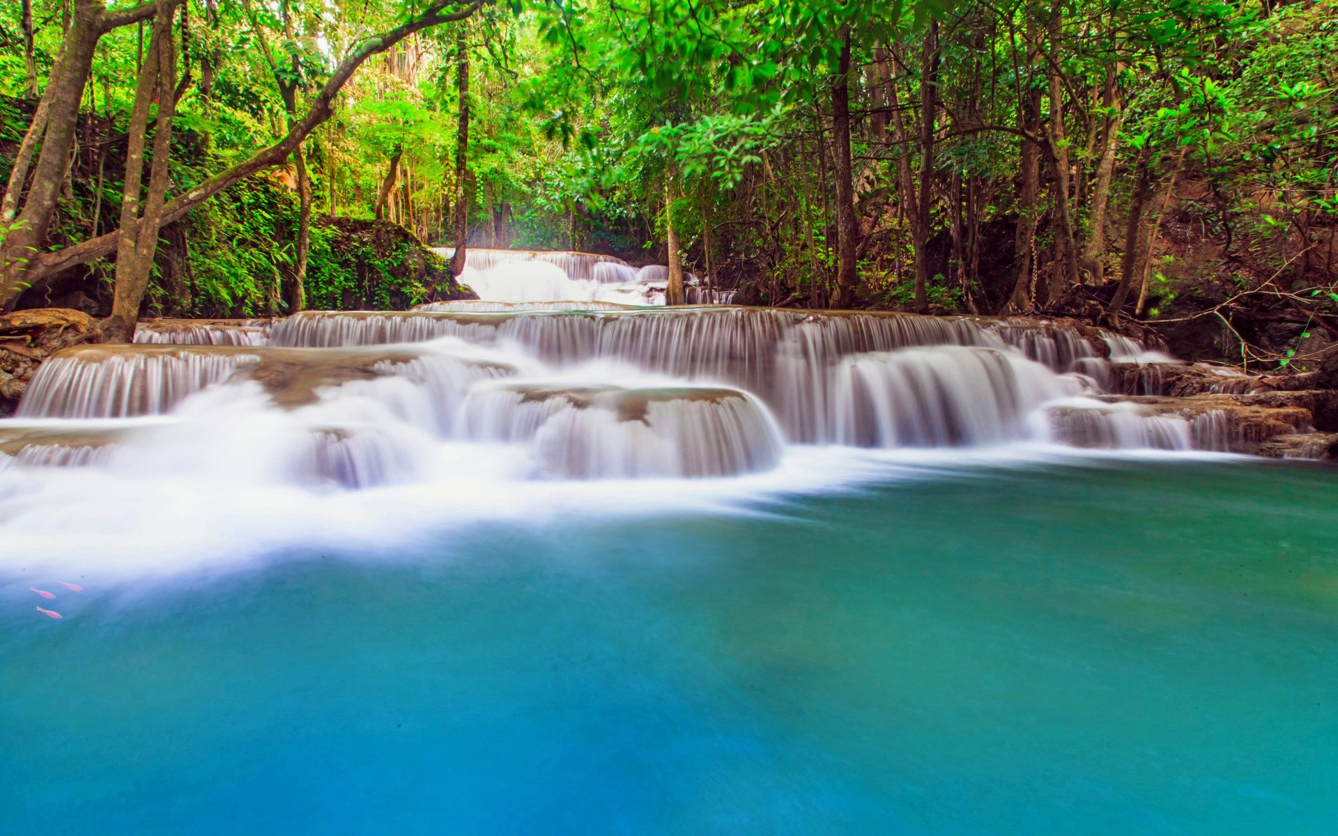 Download Erawan Waterfall Tropical Scenic 8k Ultra HD Wallpaper