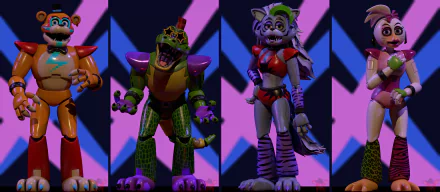 Glamrock Freddy (Five Nights at Freddy's) Roxanne Wolf (Five Nights at Freddy's) video game Five Nights at Freddy's: Security Breach Five Nights at Freddy's HD Desktop Wallpaper | Background Image