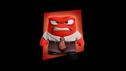 HD desktop wallpaper featuring Anger from Inside Out 2, posed against a black background, exuding his signature fiery expression.