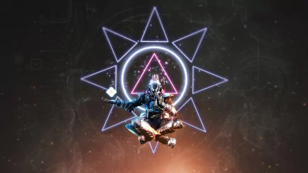 HD desktop wallpaper featuring a character from the video game Destiny 2: The Final Shape, depicted in front of a glowing geometric star and triangle pattern.