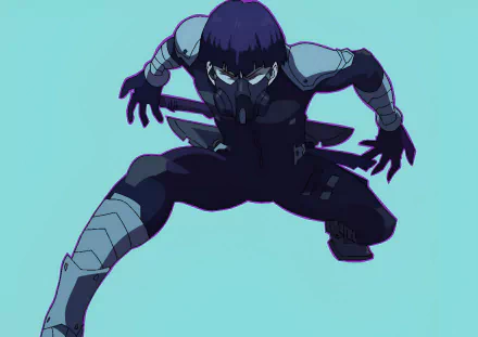 HD PC desktop wallpaper featuring Soushirou Hoshina from the anime Kaiju No. 8 in a dynamic, action-ready pose against a solid light blue background.