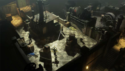 HD desktop wallpaper of Eriksholm: The Stolen Dream, features a detailed industrial scene with intricate machinery and dark, mysterious ambiance, reflecting the game's immersive and atmospheric design.