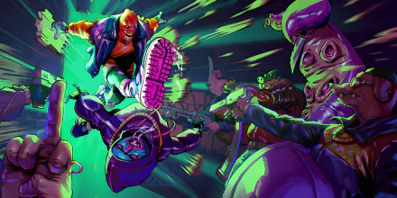 HD wallpaper for the video game Anger Foot, featuring dynamic, action-packed artwork of characters in combat.