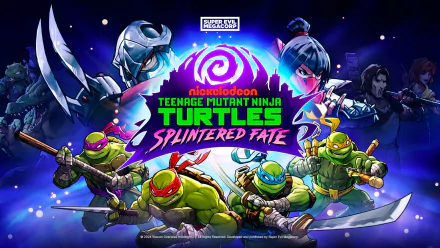 HD desktop wallpaper for the video game Teenage Mutant Ninja Turtles: Splintered Fate, featuring vibrant imagery of the Ninja Turtles and villains in an action-packed scene.