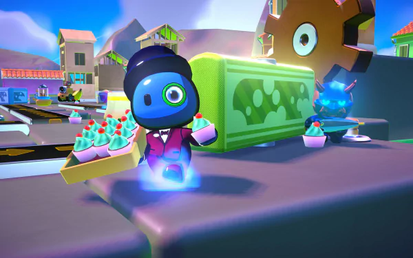 HD desktop wallpaper from the video game Rumble Club, featuring a cartoonish character in a vibrant urban setting with whimsical elements.