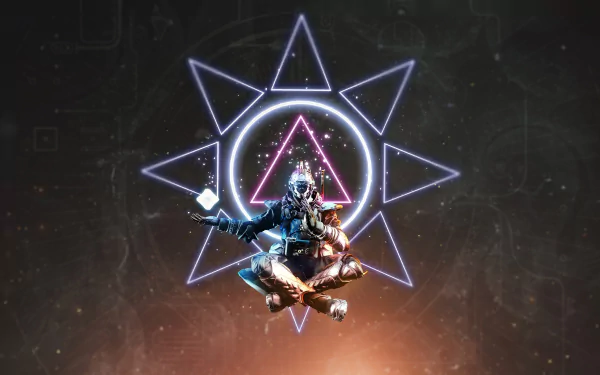 HD desktop wallpaper featuring a character from the video game Destiny 2: The Final Shape, depicted in front of a glowing geometric star and triangle pattern.