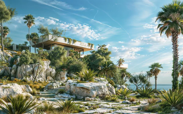 house rocks foliage sky HD Desktop Wallpaper | Background Image