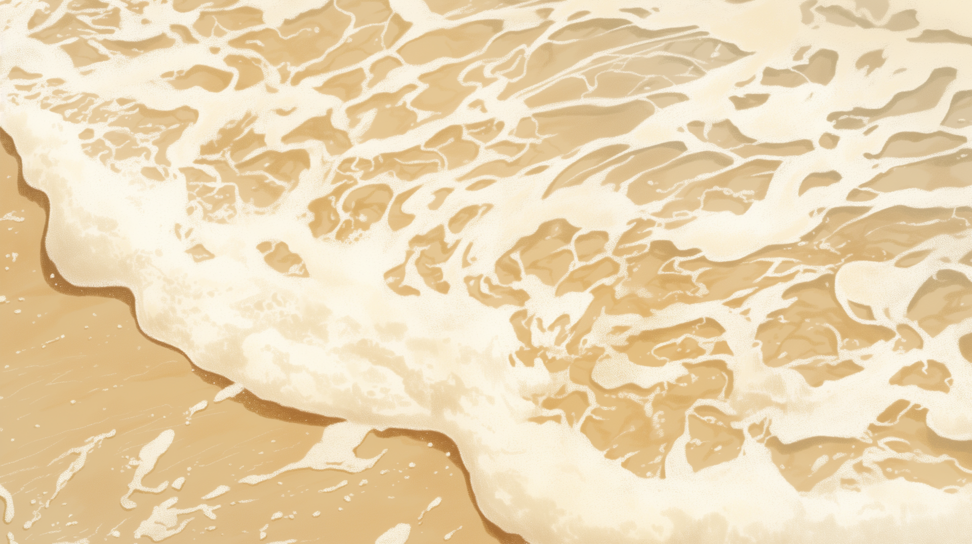 A serene HD desktop wallpaper featuring gentle ocean waves lapping against a sandy beach, creating a tranquil beach atmosphere.